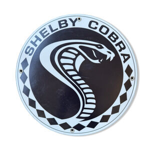 Shelby Cobra Round Metal Sign 12” Carroll Shelby Garage Wall Decor EUC